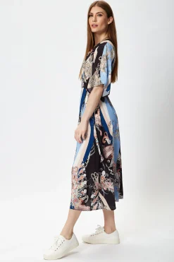 Women's Midi Wrap Dress in Floral Print with Short Kimono Sleeves - Stylish Design to Elevate Your Wardrobe by Liquorish
