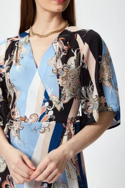 Women's Midi Wrap Dress in Floral Print with Short Kimono Sleeves - Stylish Design to Elevate Your Wardrobe by Liquorish