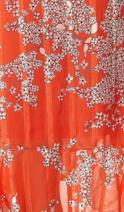 Women's Midi Wrap Dress in Red Floral Print with Short Sleeves - Elegant Design by Liquorish