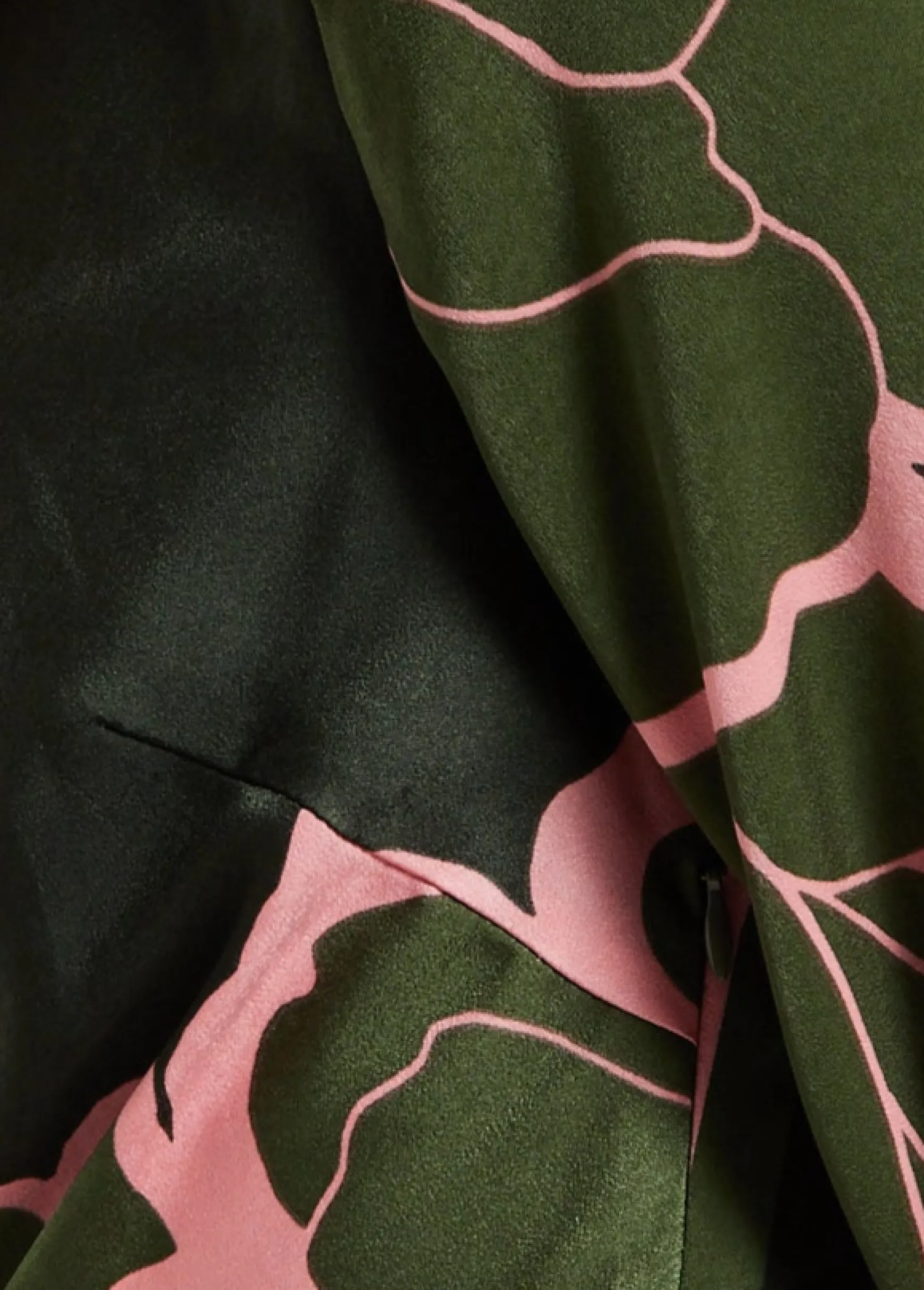 Women's Midi Wrap Dress in Dark Green with Long Sleeves and Geometric Floral Print by Liquorish