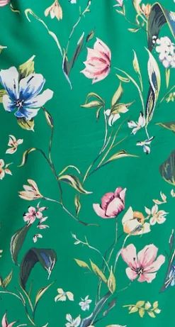 Women's Midi Wrap Dress in Green Floral Print with Long Sleeves - Chic Elegance by Liquorish