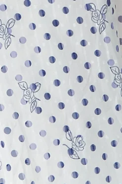 Women’s Midi Wrap Dress with Kimono Sleeves in White and Blue Floral Polka Dot Print - Liquorish