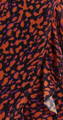 Women's Midi Wrap Dress with Short Sleeves in Chic Animal Print Organza - Double Breasted Style by Liquorish