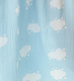 Women’s Midi Wrap Dress with Frill Short Sleeves in Blue - Cloud Print Tie Waist Elegance for Weddings by Liquorish