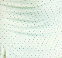 Women’s Mini Dress, Green Polka Dot Frill Detail with Angel Sleeves