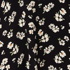Women's Mini Dress in Black with Floral Print and Short Sleeves, Elegant Frill Details, Perfect for Any Occasion - Liquorish