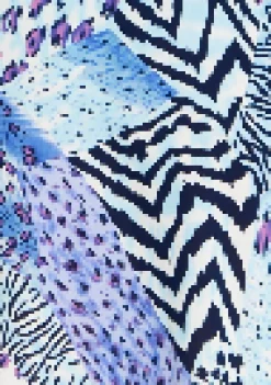 Women's Mini Dress in Blue with Long Sleeves and Mixed Animal Print Wrap Design - Liquorish