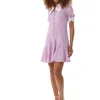 Women's Mini Dress in Lilac with Short Sleeves and Lace Collar Details - Liquorish