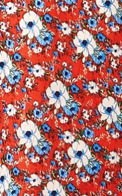Women's Mini Dress in Red with Balloon Sleeves and Peter Pan Collar - Charming Floral Print by Liquorish