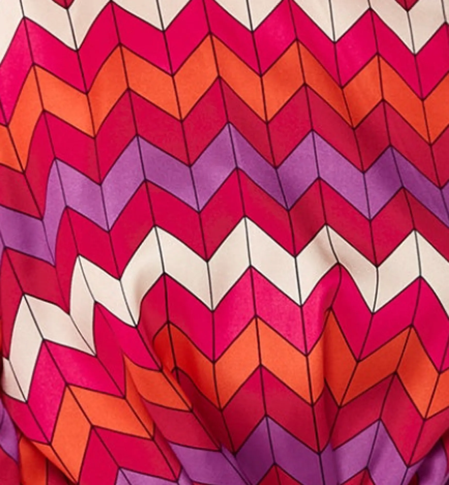 Women's Mini Dress in Warm Tones with Puffy Sleeves and Gathered Waist - Exclusive Liquorish Zig Zag Print