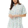 Women's Mini Dress in White with Short Sleeves & Floral Print - Elegant Design by Liquorish