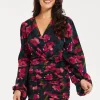 Women's Mini Dress with Balloon Sleeves, Floral Print and Front Ruching in Charming Pastel Colors - Liquorish