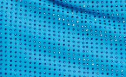Women's Mini Dress with Bandeau Neckline, Bodycon Fit and Diamond Mesh Fabric in Blue - Liquorish