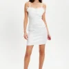 Women's Mini Dress with Fur Detail and Sweetheart Neckline
