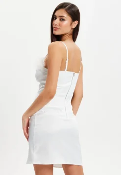 Women's Mini Dress with Fur Detail and Sweetheart Neckline