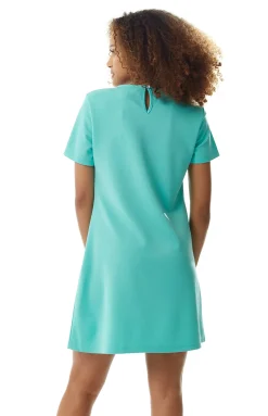 Women's Mini Dress with Lace Collar, Mint Green, Regular Fit, Comfortable Stretch Fabric, Elegant Style - Liquorish