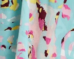 Women's Mini Dress with Long Sleeves, Blue Abstract Print, Open Back Design, Chic & Flattering - Liquorish