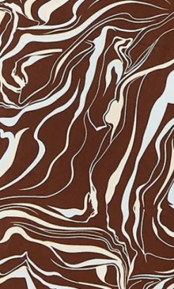 Women's Mini Dress with Long Sleeves and Tie Waist in Brown - Stylish Scribble Print by Liquorish