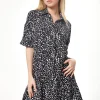 Women's Mini Dress with Short Sleeves in Black and White Animal Print - Stylish and Oversized Fit by Liquorish