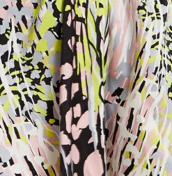 Women's Mini Dress with Vibrant Multicolour Abstract Print, V-Neck, Angel Sleeves, Cut-Out Front - Liquorish