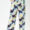 Women's Multicolour Abstract Print High Rise Trousers with Matching Tie Waist and Flattering Fit