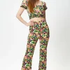 Women's Multicolour Floral Print Crop Top with Square Neck, Slim Fit, Elasticated Waist, Perfect for Summer Outings