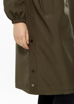 Women's Never Give Up Parka in Khaki with Full-Length Sleeves, Eye-Catching Embroidery, and Practical Side Pockets