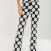 Women's Oversized Black & White Polka Dot Wide Leg Trousers with Regular Fit and Comfortable Stretch