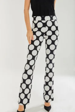 Women's Oversized Black & White Polka Dot Wide Leg Trousers with Regular Fit and Comfortable Stretch