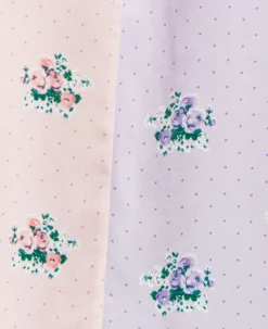 Women's Pink And Lilac Floral Print Shirt With Short Sleeves, Button Up Front, Regular Fit, Shirt Collar