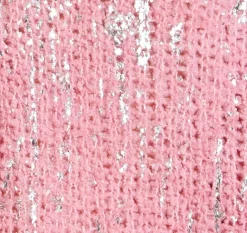 Women's Pink Loose Knit Jumper with Wide Sleeves and Metallic Detail