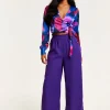 Women’s Purple Wide Leg Trousers with High Waist, Elasticated Waist & Front Pockets - Liquorish