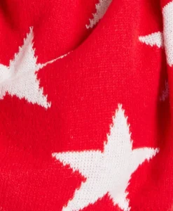 Women's Red Cropped Long Sleeve Jumper with Unique Star Pattern by Liquorish