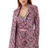 Women's Relaxed Purple Animal Print Blazer with Padded Shoulders - Liquorish