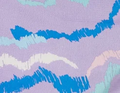 Women's Ruffle Long Sleeve Off The Shoulder Top With Sleeve Slits in Lilac - Abstract Print, Crop Fit