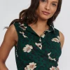 Women's Shirt Tie Front in Leopard and Floral Print - Shirt collar, button placket, tie-hem, mixed print, regular fit.