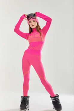 Women's Ski Base Layer Seamless Tights In Fuchsia