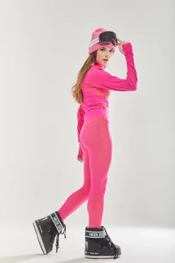 Women's Ski Base Layer Seamless Tights In Fuchsia