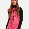 Women's Ski Base Layer Top in Pink Zebra Print with Zip Fastening, Regular Fit, and Thumbhole Cuffs for Comfort