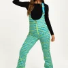 Women's Ski Waterproof Salopette In Multi Dogtooth Print - Sleeveless, Adjustable Straps, Skinny Fit, Zip Fastening