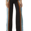 Women's Trousers - Navy and Blue Colour Block Wide Leg, High Rise, Regular Fit, Side Zip - Liquorish