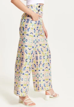 Women's Trousers - Retro Shiny High Waist Wide Leg with Front Buttons, Zip-Side Fastening, and Pockets - Liquorish