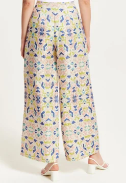 Women's Trousers - Retro Shiny High Waist Wide Leg with Front Buttons, Zip-Side Fastening, and Pockets - Liquorish