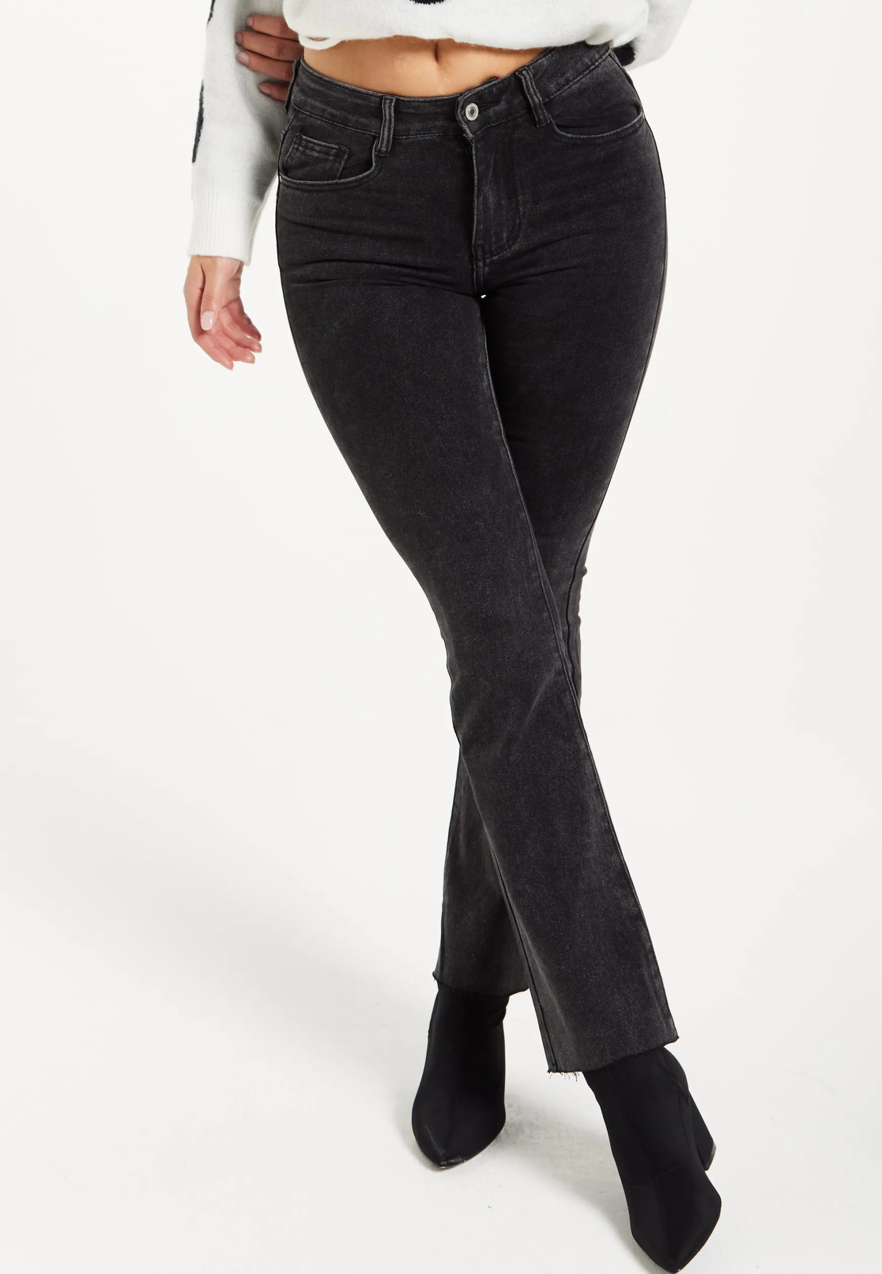 Women's Trousers: High-Waisted Black Jeans with Flattering Fit, Versatile Style, and Comfort - Liquorish
