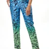 Women's Trousers in Blue and Green Ombre Zebra Print with Flare Leg - Tailored Fit by Liquorish