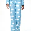 Women's Trousers in Blue with Flare Leg and All-Over Print - Tailored Fit by Liquorish