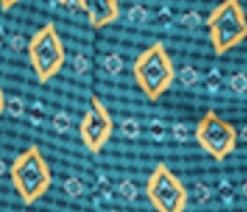 Women's Trousers in Green, Yellow & Navy Geometric Print with Tailored Fit by Liquorish