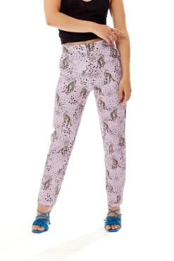 Women's Trousers in Lilac Animal Print with Tailored Fit & Straight Legs, Co-ord Set by Liquorish