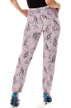 Women's Trousers in Lilac Animal Print with Tailored Fit & Straight Legs, Co-ord Set by Liquorish