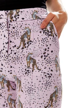 Women's Trousers in Lilac Animal Print with Tailored Fit & Straight Legs, Co-ord Set by Liquorish